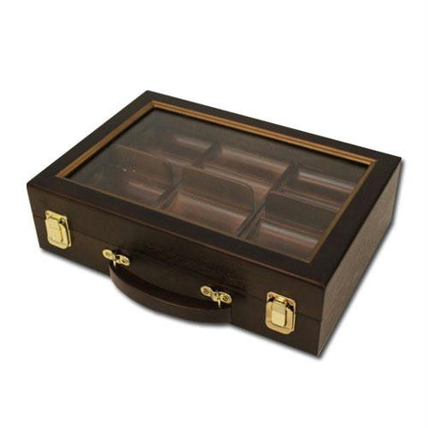 300 Ct Walnut Wooden Case w- See Through Lid