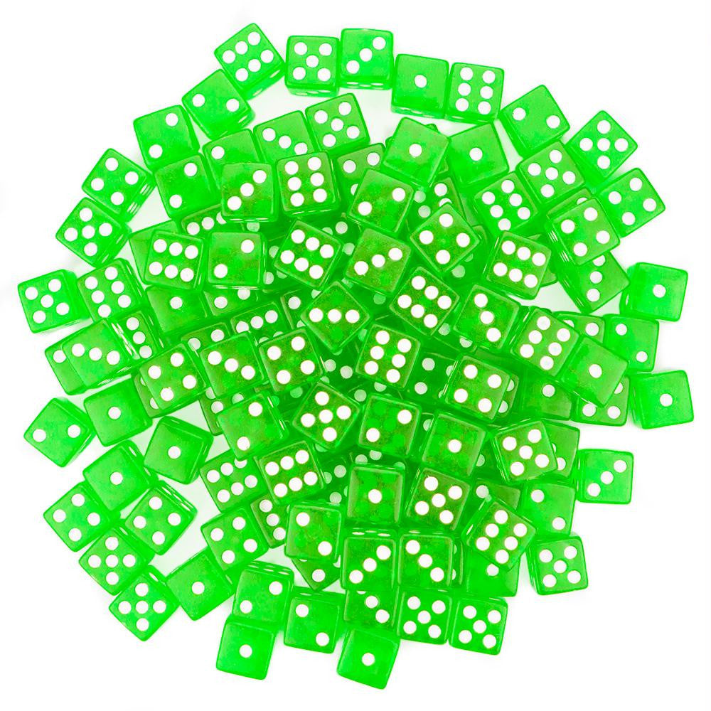 100 Green Dice - 16 mm