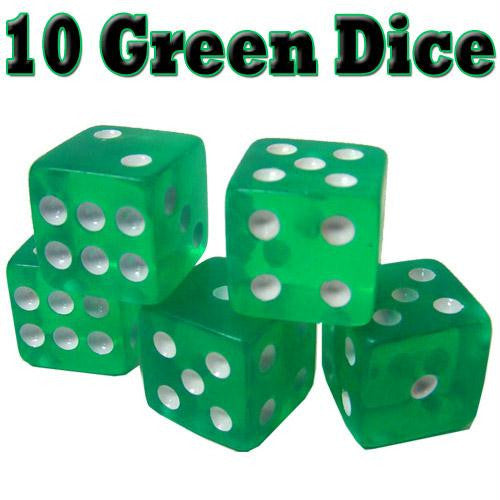 10 Green Dice - 16 mm