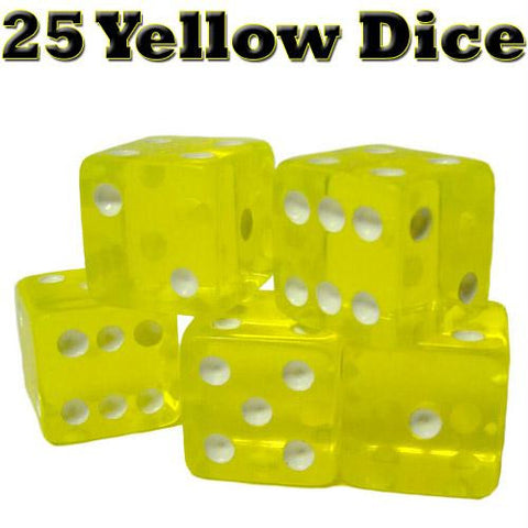 25 Yellow Dice - 16 mm