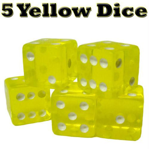 5 Yellow Dice - 16 mm