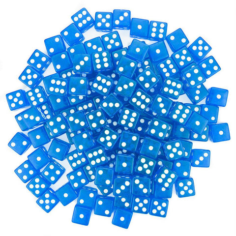 100 Blue Dice - 16 mm