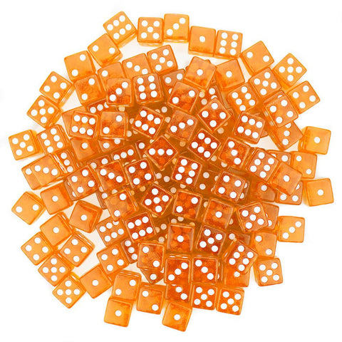 100 Orange Dice - 16 mm