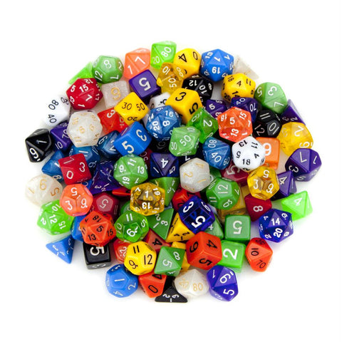 100+ Pack of Random Polyhedral Dice w- Free Pouch