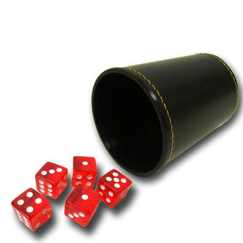 5 Red 19mm Dice with Synthetic Leather Cup