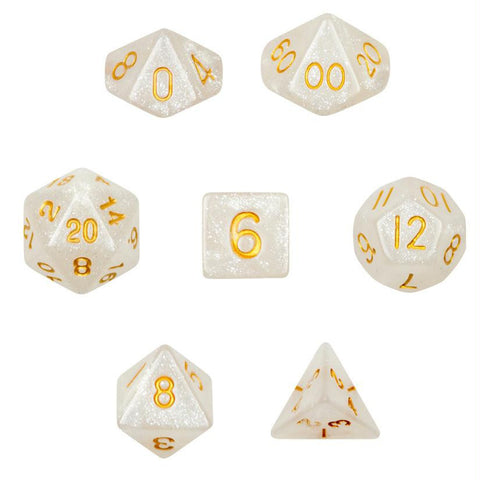 7 Die Polyhedral Dice Set in Velvet Pouch-Forbidden Treasure