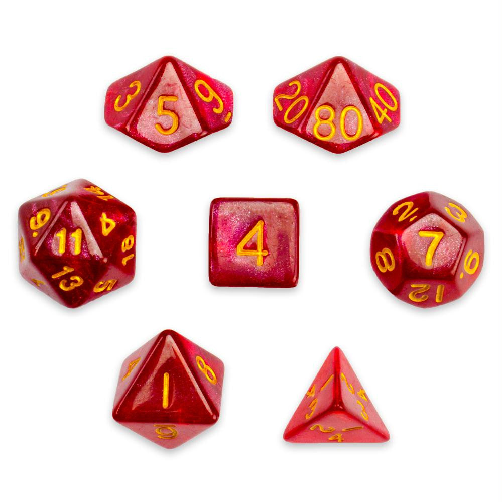 7 Die Polyhedral Set in Velvet Pouch, Philosopher's Stone