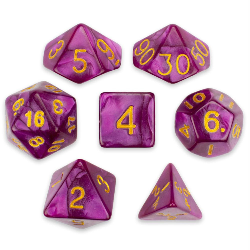 7 Die Polyhedral Set in Velvet Pouch, Abyssal Mist