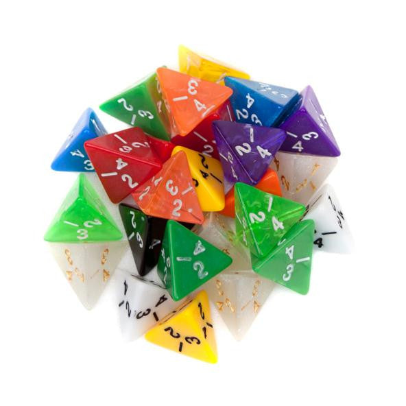 25 Pack of Random D4 Polyhedral Dice in Multiple Colors