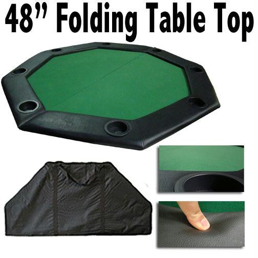 48" Green Felt Octagon Folding Table Top w- Padded Rail