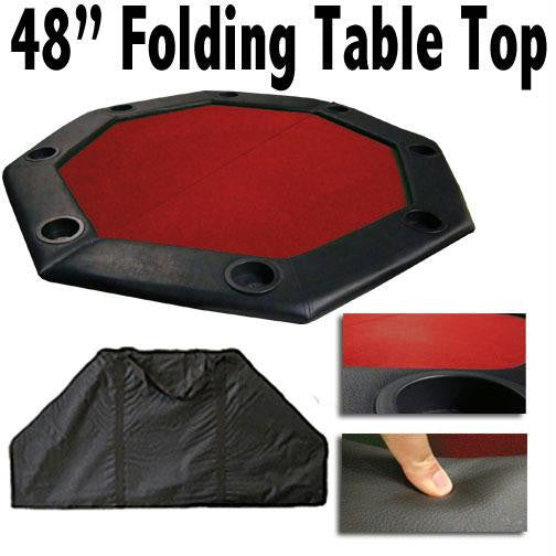 48" Red Felt Octagon Folding Table Top w- Padded Rail