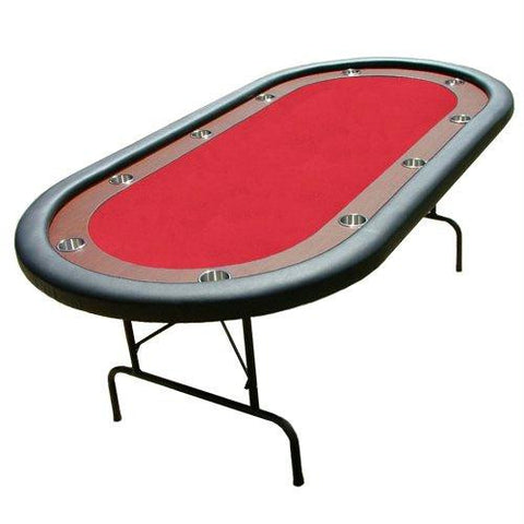 Red Felt Poker Table With Dark Wooden Race Track 84"x42"