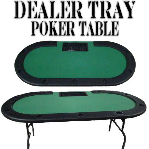 Green Felt Poker Table W- Cup Holders & Dealer Tray 82"x42"