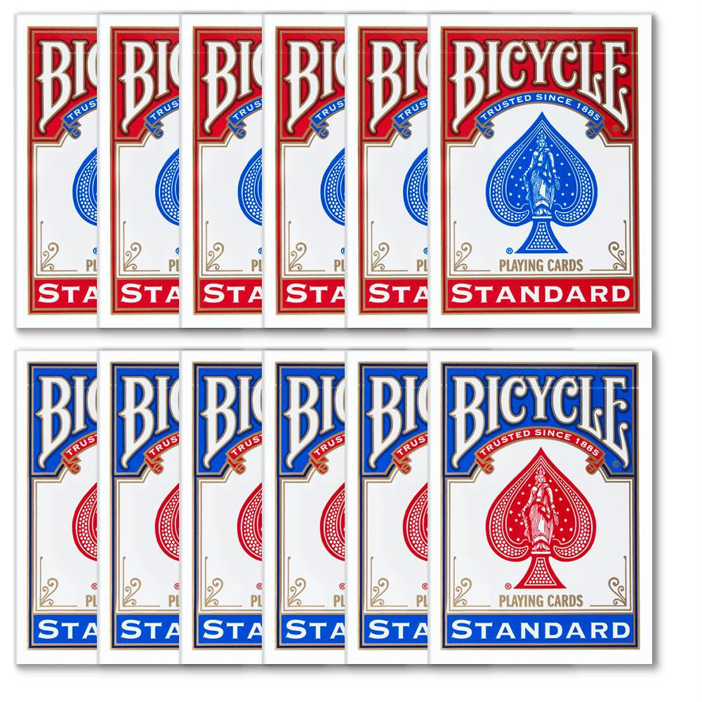 12 Bicycle Poker Size Standard Index - Red-Blue