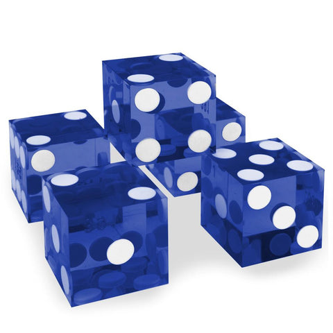 (5) New Blue 19mm Grd A Precision Dice w-Matching Serial #s