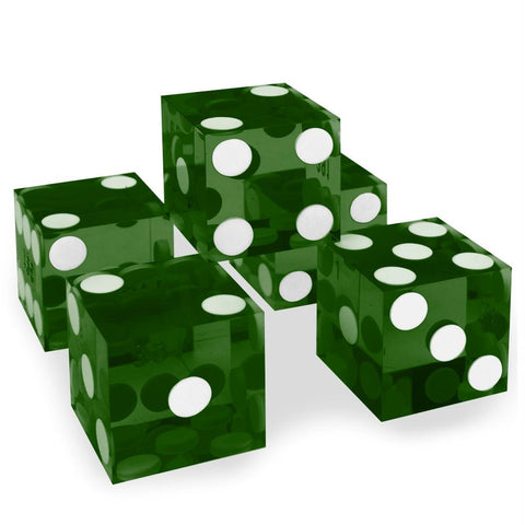 (5) New Green 19mm Grd A Precision Dice w-Matching Serial #s