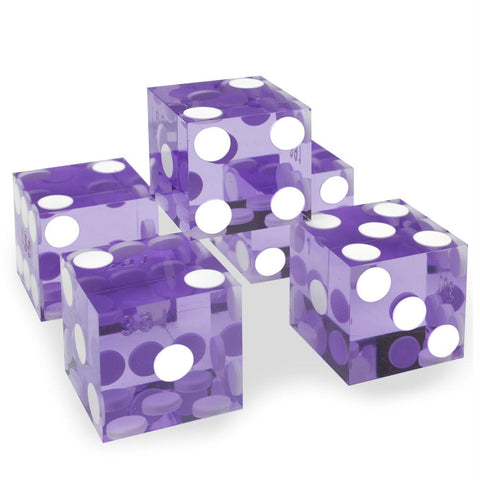 (5) New Violet 19mm Precision Dice w-Matching Serial #s