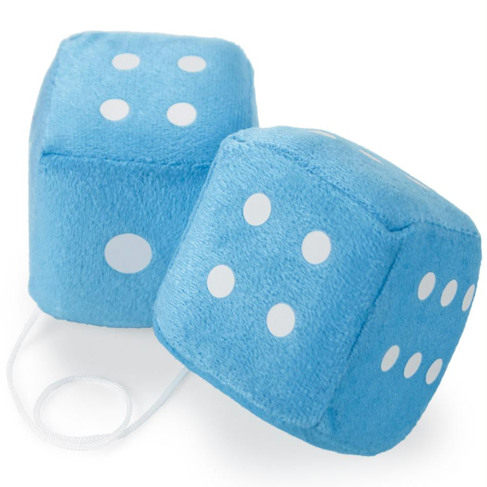 Pair of Blue 3in Hanging Fuzzy Dice