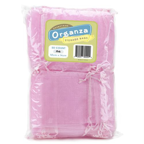 Lot of 50 Light Pink Drawstring Organza Storage Bags