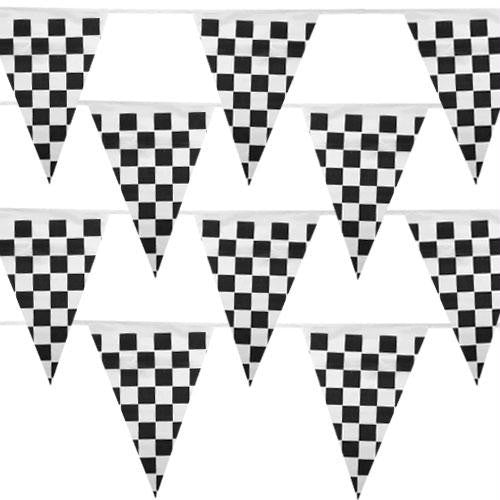 Black & White Checker 100 Foot Pennant Stringer w-48 Flags