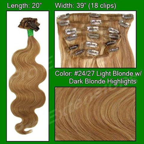 #24-27 Light Blonde w Dark Blonde Highlights - 20" Body Wave