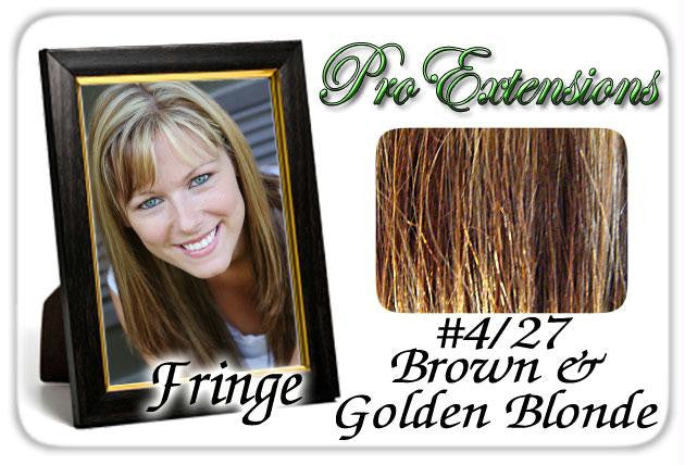 #4-27 Brown w- Golden Highlights Pro  Fringe Clip In Bangs