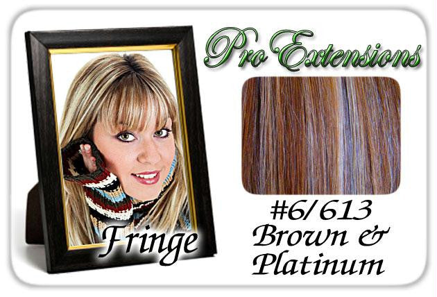 #6-613 Chestnut Brown & Platinum Highlights Clip In Bangs