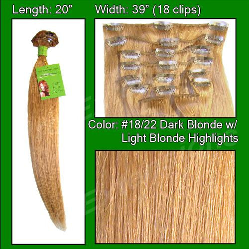 #18-22 Dark Blonde w- Light Blonde Highlights - 20 inch Remi