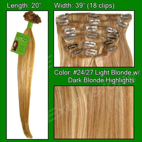 #24-27 Medium Blonde w- Dark Blonde Highlights- 20 inch Remi