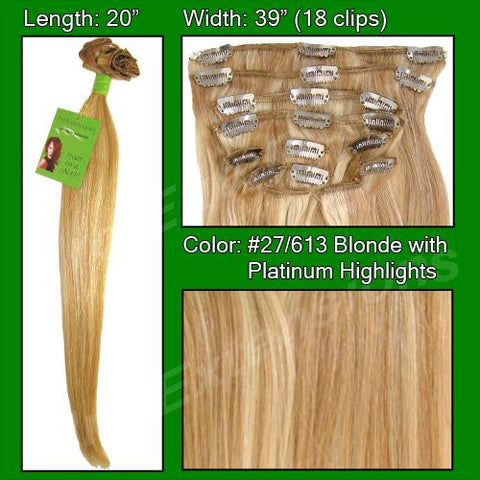 #27-613 Golden Blonde w- Platinum Highlights - 20 inch Remi