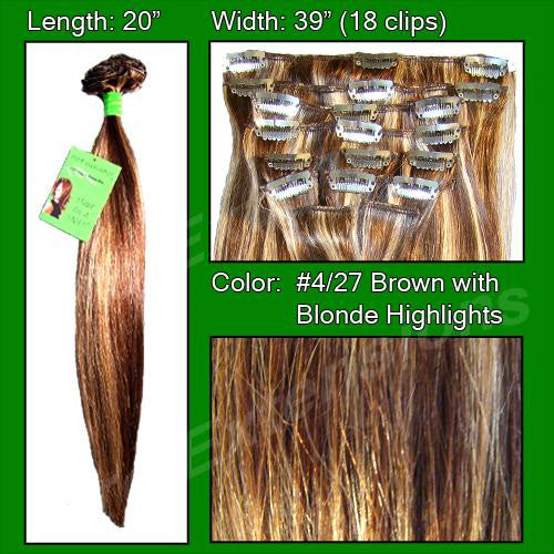 #4-27 Brown w- Blonde Highlights - 20 inch Remi