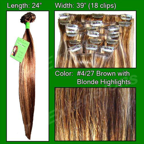 #4-27 Dark Brown w- Golden Blonde Highlight - 24 inch REMI