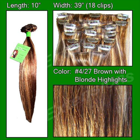 #4-27 Brown w- Blonde Highlights - 10 inch