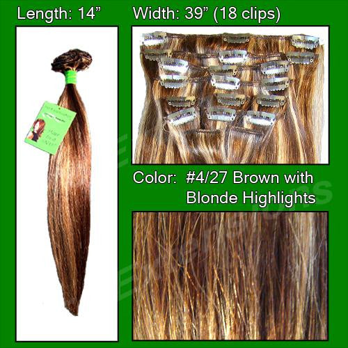 #4-27 Dark Brown w- Godlen Blonde Highlights - 14 inch