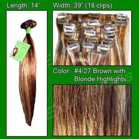 #4-27 Dark Brown w- Godlen Blonde Highlights - 14 inch