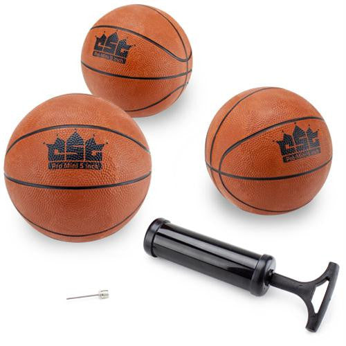 Set of 3 5-Inch Mini Basketballs w-Needle, Inflation Pump