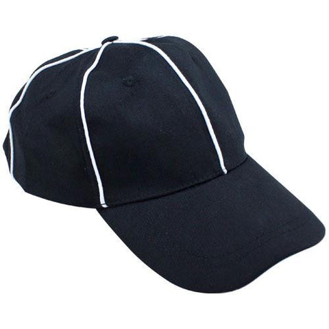 Official Black with White Stripes Referee - Umpire Cap