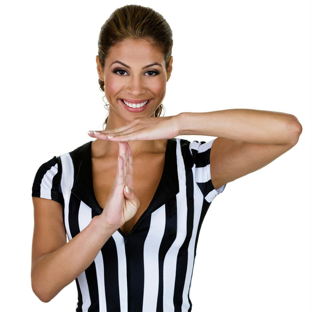 Women's Official Striped Referee-Umpire Jersey, XS