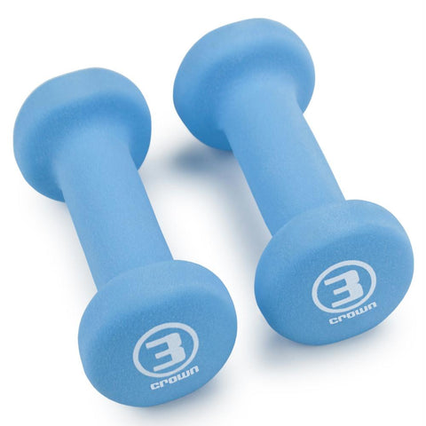 Pair of 3lb Cyan Neoprene Body Sculpting Hand Weights