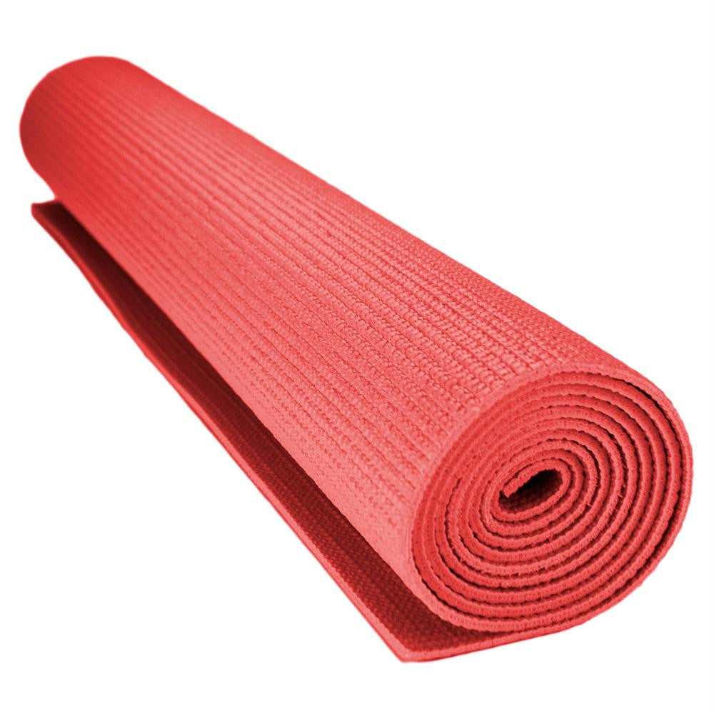 1-8-inch (3mm) Compact Yoga Mat with No-Slip Texture - Red