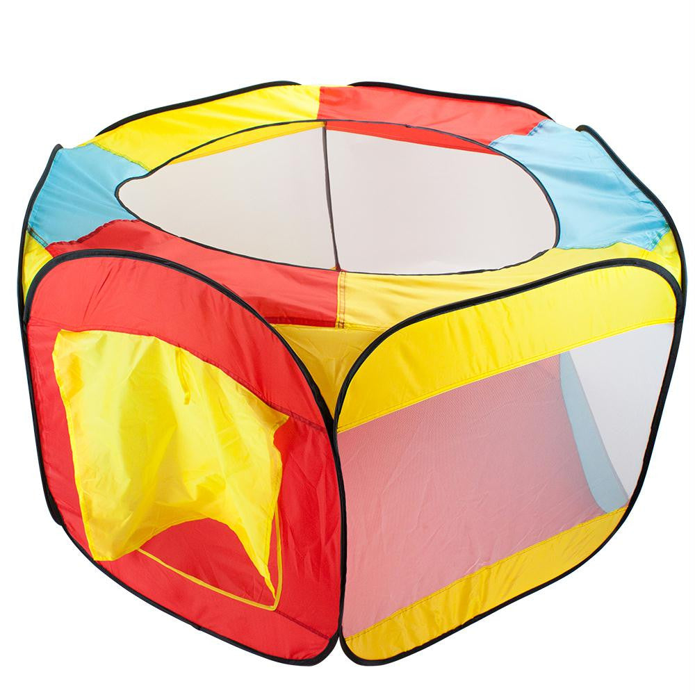 Hexagon Pop Up Ball Pit Tent with Mesh Netting and Case