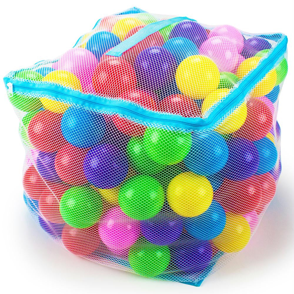 200 Jumbo 3" Multi-Colored Soft Ball Pit Balls w-Mesh Case