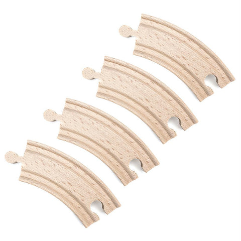 (4) 3.5 Inch Curved Wooden Train Tracks by Conductor Carl