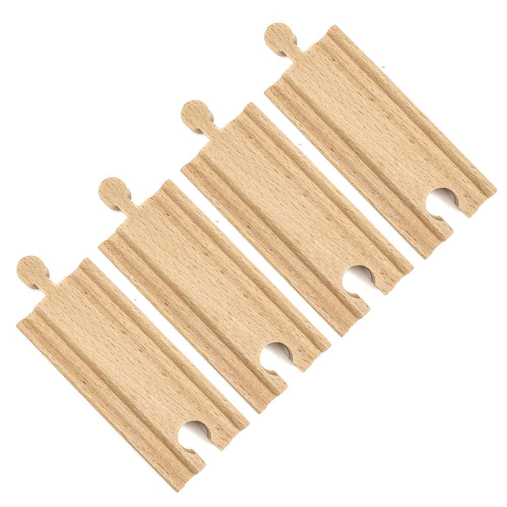 (4) 3.5 Inch Straight Wooden Train Tracks by Conductor Carl