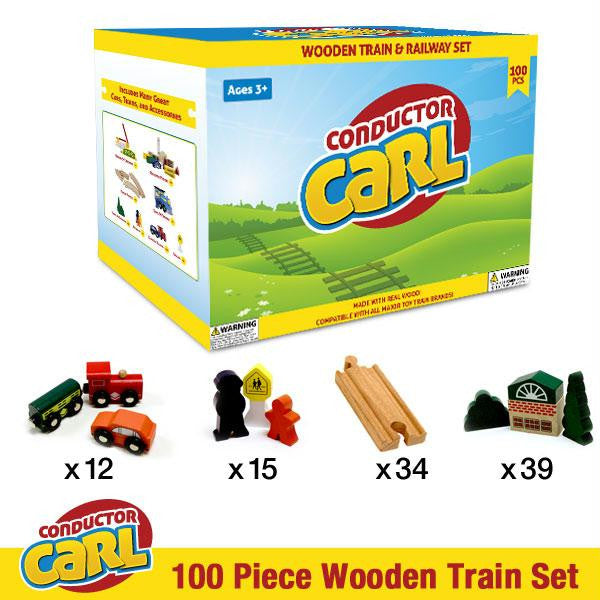 Conductor Carl 100 Piece Wooden Train Set