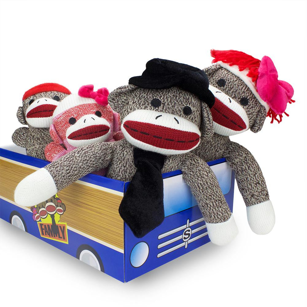 The Sock Monkey Family in Car Box